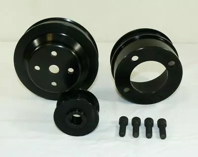 Alum Serpentine Underdrive Pulley Set SBF For Ford SB Windsor V8 302 351W Black • $105.99