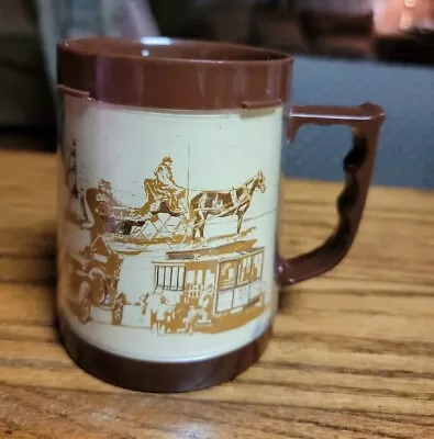 Vintage 70s Travel Mug Cup 12 Oz No Lid Transportation Steamboat Train  • $5.50