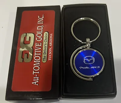 Mazda MX-5 Miata Logo Round Blue & Silver Spinning Keychain Au-Tomotive Gold • $16.50