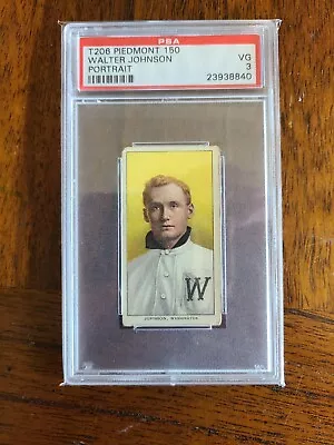 1909 T206 Walter Johnson Portrait HOF PSA 3 Piedmont 150 Back • $4500