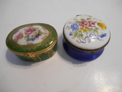$19.95 • Buy Two Vintage Trinket Box Sa Limoges & Crummles Flowers