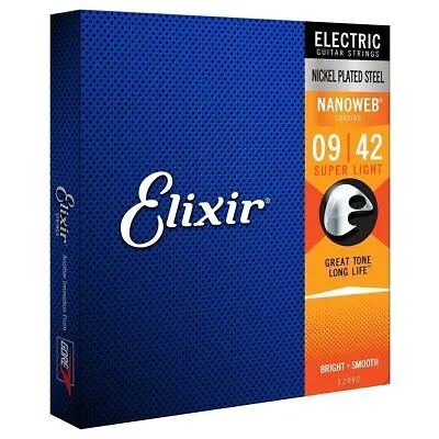 Elixir Electric Guitar String 12002 Super Light Nanoweb Nickel Plated Steel 9-42 • $9.99