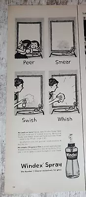 1956 Windex Vintage Print Ad Glass Cleaner Spray Bottle Mirror Kids Mother B&W • $5.63