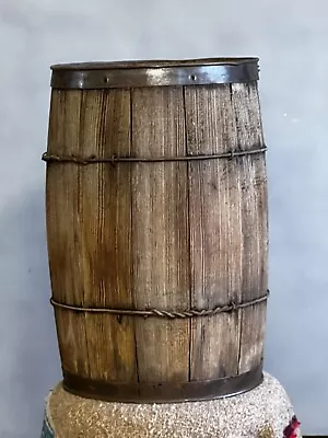 Antique Barrel Nail Keg Wood Wire Wrapped  Rustic Primitive  Barn Vintage • $47