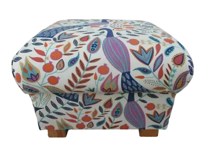 Footstool Pouffe Fryetts Peacocks Amethyst Fabric Footstall Birds Blue Lilac New • £121.75