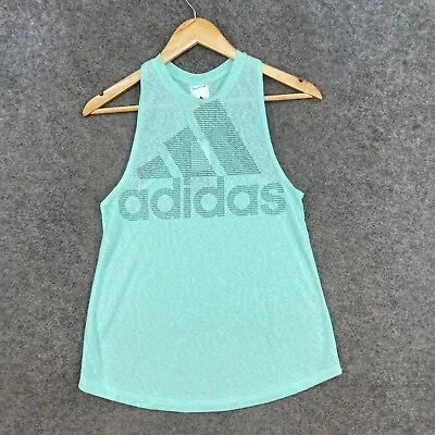 Adidas Womens Tank Top Size XS Mint Green Sleeveless Sheer Stretch 35431 • $13.56