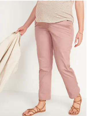 NEW! $45 OLD NAVY MATERNITY OGC Roll Over Waist CHINO Pants DUSTY ROSE XL 16 18 • $14.99