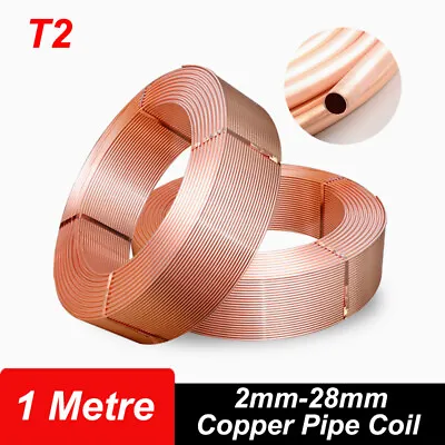 T2 Soft Copper Pipe Tubing Refrigeration Coil OD 2mm - 28mm Microbore/Water/Gas • $15.22
