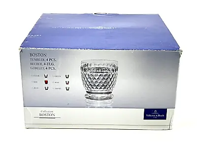 Villeroy & Boch Boston Crystal Whisky Goblet Tumbler 11oz Set Of 4 - Smoke Gray • $64.95