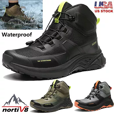 NORTIV 8 Men's Waterproof Hiking Boots Outdoor Lightweight Nylon Fabric Shoes • $29.99