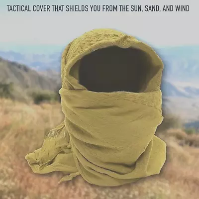 NEW Shemagh Tactical Desert Keffiyeh Head Neck Scarf Wrap - COYOTE BROWN COTTON • $12.95