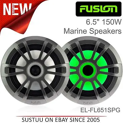 Fusion EL-FL651SPG 6.5  EL Series 150W Marine Speakers With LEDs│IP65│Grey • £112.79