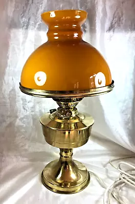 £59.99 • Buy Vintage Christopher Wray Victorian Style Brass Table Lamp + Mustard Glass Shade