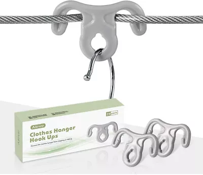 Washing Line Hanger Hooks 24 Pack Clothes Hangers Hook Windproof Pegs AIEVE New • £6.49