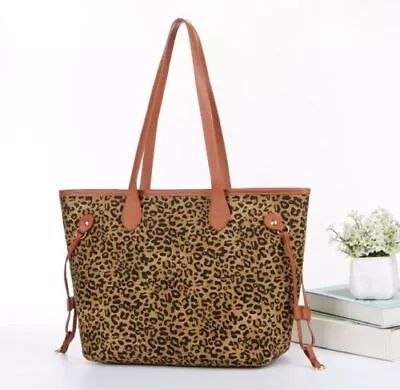 Ladies Leopard Print Handbag Large Weekend Travel Fashion Shoulder Bag Purse  • £10.99