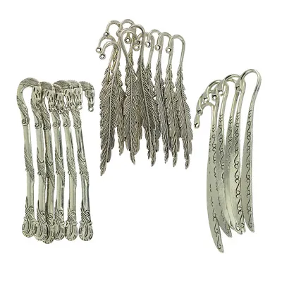 22pcs Retro Silver Metal Feather Shape/Horse Head Bookmark Flower Charms • £9.95