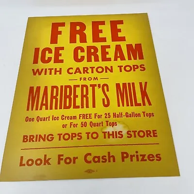 Maribert Milk Vintage Cardboard Sign Ice Cream Carton Tops • $29.99