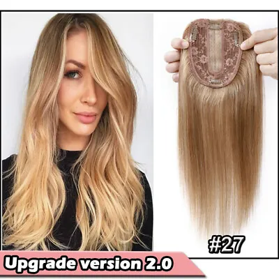 Handmade Clip In Real Remy Human Hair Topper For Women Hairpiece Cover Loss Hair • $65.42