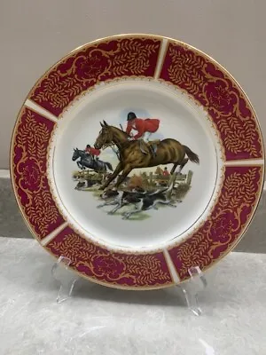 Vintage Fine English Bone China Fox Hunting Rider Horse Dogs Scene 10' Plate • $24.99