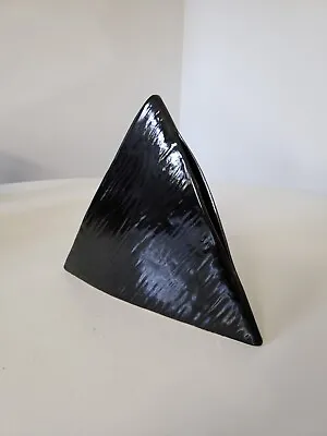 Mid Century Modern Black Triangular Shaped W. German Art Pottery Chimney Vase • $65