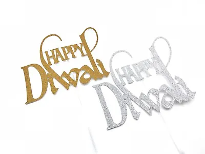 £4.87 • Buy Glitter Cake Topper Happy Diwali Hindu Religious Celebrations Gold Silver D1