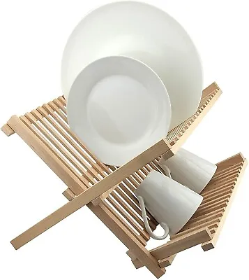 £16.38 • Buy Wooden Dish Drainer Folding Foldable Drying Rack Plate Cups Home Kitchen Sink