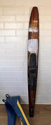 Connelly Comp-2  69” Slalom Water Ski WOOD GRAIN Inlay Vtg 70s W/ Original Case • $135