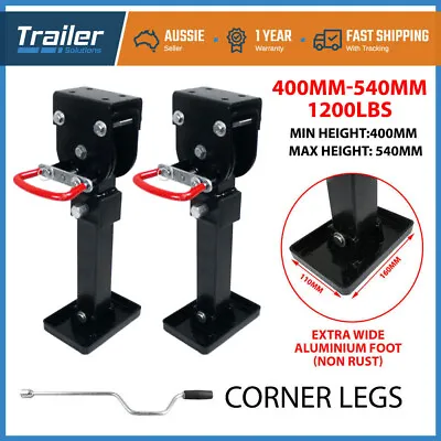 X2 Corner Legs Drop Down Stabilizers 400mm Handle 1200lbs Caravan Camper Trailer • $119