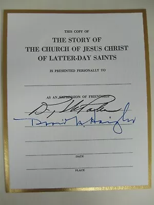 SIGNED Autograph By 2 LDS Mormon Apostles Boyd K. Packer & David B. Haight  • $34.95