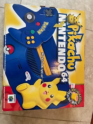 $1100 • Buy Nintendo 64 Pokemon Edition Video Game Console Complete In Box- Blue/Yellow