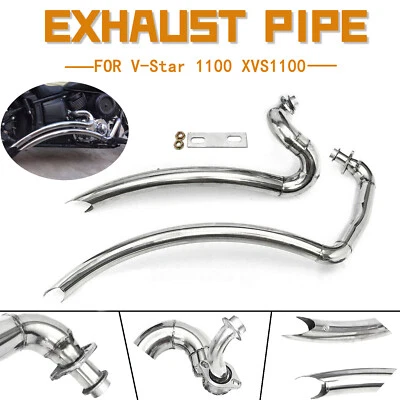 $188.99 • Buy Chrome Exhaust Pipe Big Radius System Muffler For Yamaha V-Star 1100 XVS1100 US