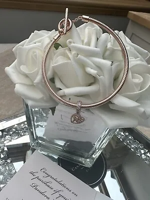 $179.92 • Buy Genuine Pandora 14k Rose Gold T-bar Moments Bracelet With Charm Ale Met/r Boxed