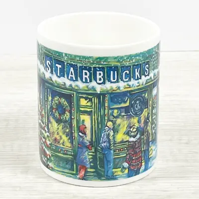 Vintage Starbucks Barista Christmas Holiday Market Scene Coffee Mug Pikes Place • $15.95