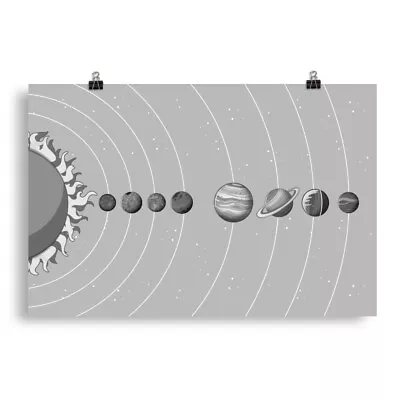 Retro Art Solar System Museum-quality Poster Vintage  Astronomy Black And White • $20.49