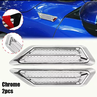 2x Chrome Car Auto Air Flow Fender Side Vent Decor Sticker Universal Accessories • $8.99