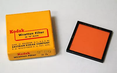 $19 • Buy Kodak 85 Wratten Color Conversion Glass Filter 2  Square Metal Frame In Box
