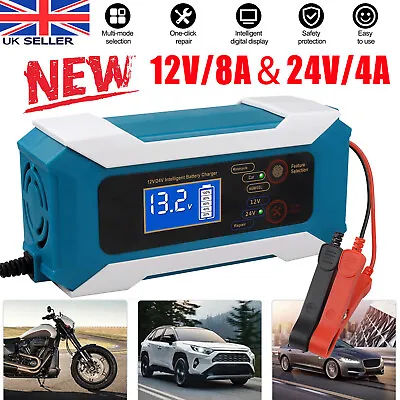 12V/24V 8A Automatic Car Battery Charger Smart Fast Charger Pulse Repair AGM/GEL • £12.98