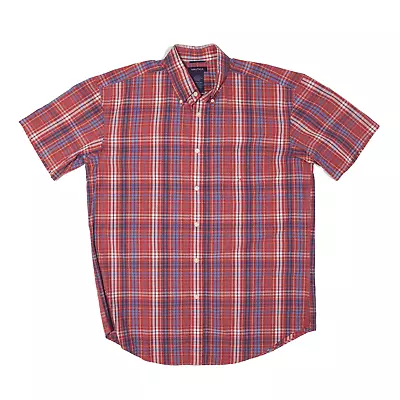 NAUTICA Shirt Red Plaid Short Sleeve Mens XL • £9.99