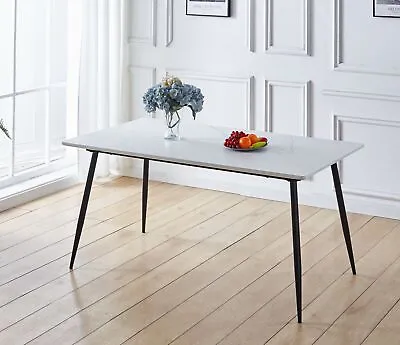 £179.99 • Buy Large 6 Seater Rectangular 160 X 80 Cm Dining Table With Marble Effect Top