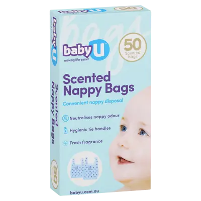 BabyU Scented Nappy Bags 50pk Convenient Disposable Fresh Fragrance Baby U • $11.47