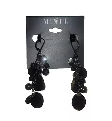 NWT Mixit Black Hematite Dangle Pierced Earrings • $8