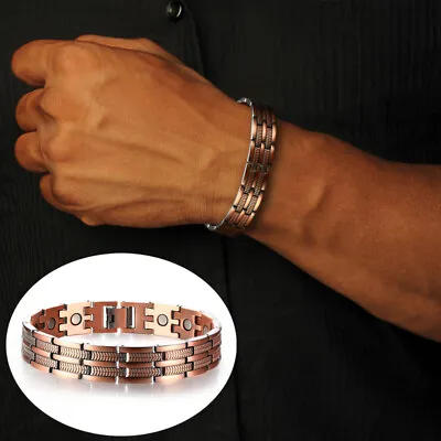 Pure Solid Copper Therapy Magnetic Bracelet Men Women Arthritis Bangle • $16.29