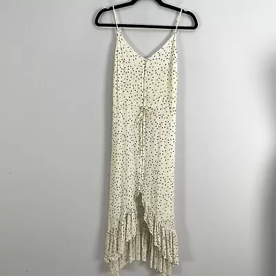 Rails Womens Size XS Frida Midi Dress Ivory Speckled Dot High Low Ruffle • $64.99