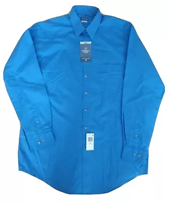 NWT $50 Van Heusen Men's Tall Fit Dress Shirts Poplin Pacifico Blue 17 37/38 • $20