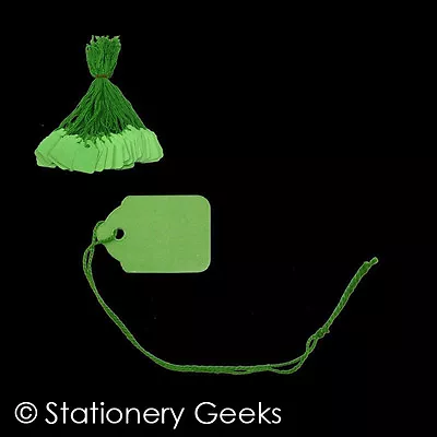 £1.59 • Buy 100 Green Strung Tickets 32 X 22 Mm Price Tags String Swing Labels 32mm X 22mm