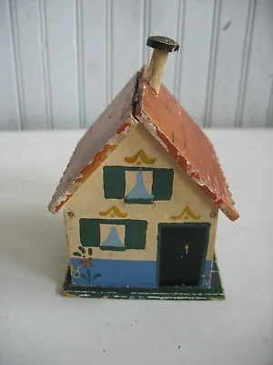 Early 1900s Cottage House Model Wood Handpainted Folk Art String Holder  • $44.88