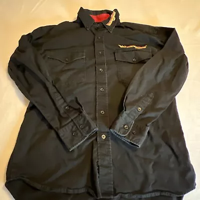 Vintage Wrangler Western Shirt Mens Medium Black Long Sleeve Embroidered Logo • $15.99