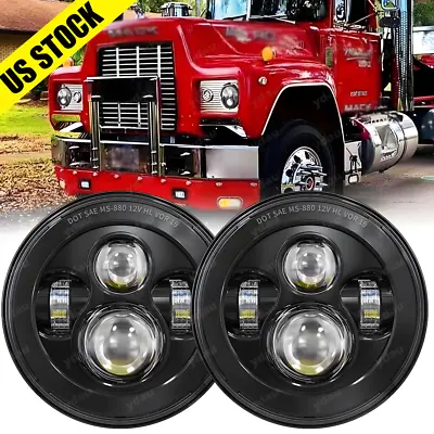 7'' Inch Round LED Headlights Sealed Hi/Lo Beam With DRL Light For Mack R Series • $52.79
