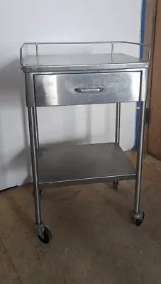 Vintage Atlas Hospital Stainless Steel Medical Dental Stand 1 Drawer Wheels  • $112.50