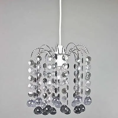 Ceiling Light Shade Lichfield Silver Chandelier LMB091 Crystal Beaded Droplet • £11.95